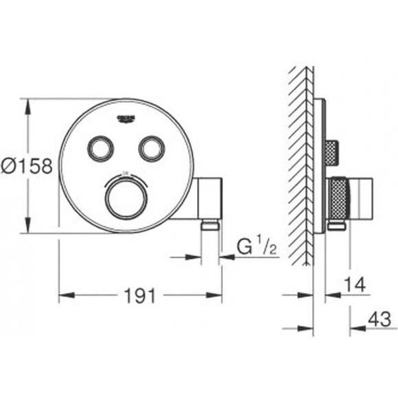 Термостат с держателем для душа Grohe Grohtherm Smartcontrol 29120000, фото 2