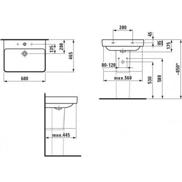 Умывальник подвесной Laufen Pro H8109630001041, фото 5