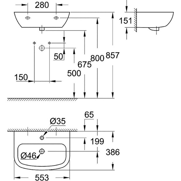 Раковина керамічна Grohe Bau Ceramic 39440000, фото , изображение 3