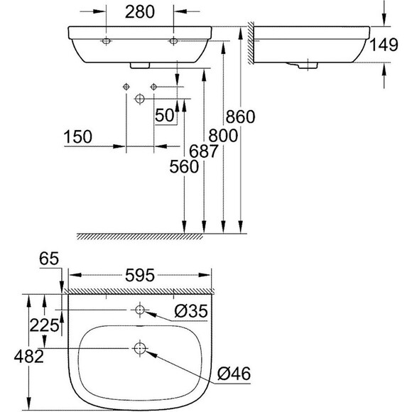 Раковина подвесная Grohe Euro Ceramic 39335000, фото 2