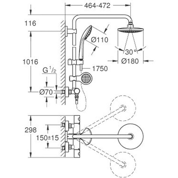 Душова система Grohe Euphoria 26273000, фото , изображение 2