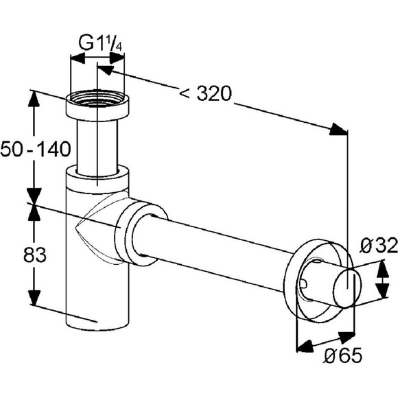 Сифон для умывальника Kludi 100200500 (хром, бутылочный), фото 3