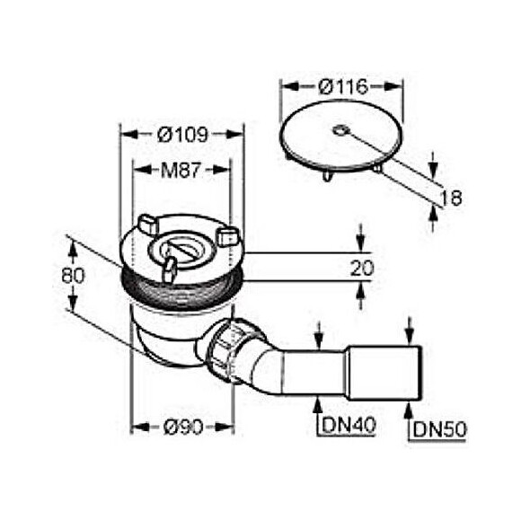 Сифон для душевого поддона Kludi Tasso 210980500 (выход 50 мм), фото 2