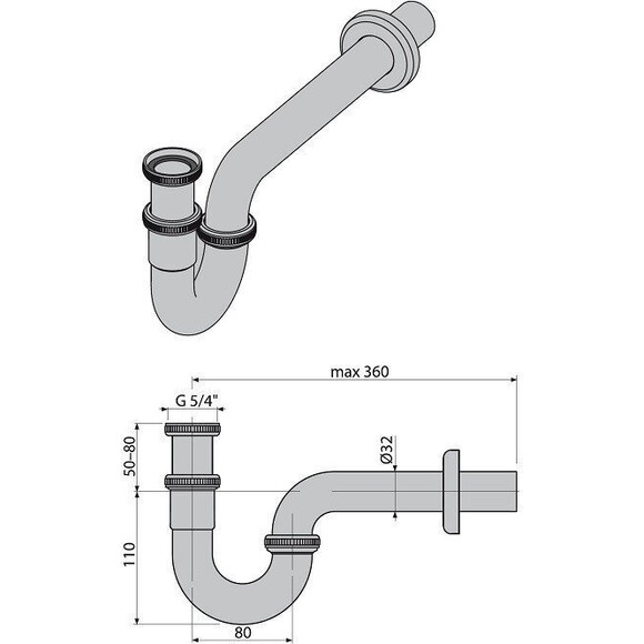 Сифон із гідрозатвором Alcaplast A45E, фото , изображение 2