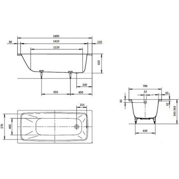 Пристінна ванна Kaldewei Cayono 274800010001, фото , изображение 2