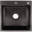 Мойка для кухни Lidz Handmade H5050B Brush Black (LDH5050BPVD43619, 50x50 см, черная, брашированная, 3.0/0.8 мм, с сифоном), фото 
