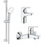 Комплект смесителей 3 в 1 для ванной комнаты Grohe BauFlow S-Size UA121624S1 (23601000+23752000+27598003), фото 