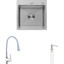Кухонная мойка со смесителем Kroner KRG5050HMC031GRASP016 (50x50 см, 3.0/1.0 мм, с коландером, дозатором и сифоном), фото 