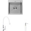 Кухонная мойка со смесителем Kroner KRG5050HMC031WHISP016 (50x50 см, 3.0/1.0 мм, с коландером, дозатором и сифоном), фото 
