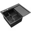 Кухонная мойка Kroner KRP Schwarze 6350LHM PVD (Schwarze-6350LHMPVD, 63x50 см, 3.0/1.0 мм, с коландером и сифоном), Доступные размеры: 63 x 50 L, фото 