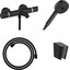 Змішувач для ванни з термостатом Hansgrohe Ecostat Comfort Black Matt 13114670U (13114670+28331670+28260670+24101670, чорний матовий, з лійкою та шлангом), фото 