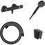 Змішувач для душу з термостатом Hansgrohe Ecostat Comfort Black Matt 13116670U (13116670+28331670+28260670+28033670, чорний матовий, з лійкою та шлангом), фото 