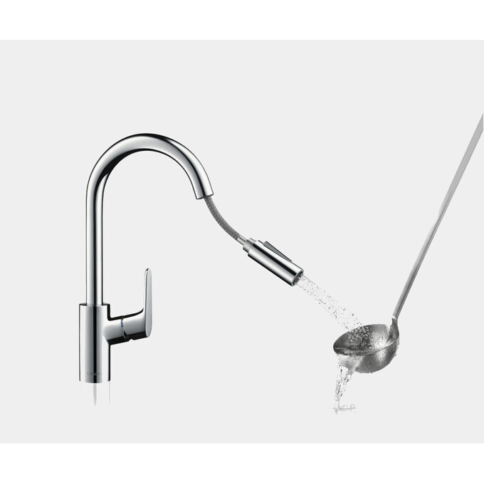 Смеситель для кухни Hansgrohe Focus 31815000 (хром, с выдвижной лейкой), Цвет производителя: хром, фото 5
