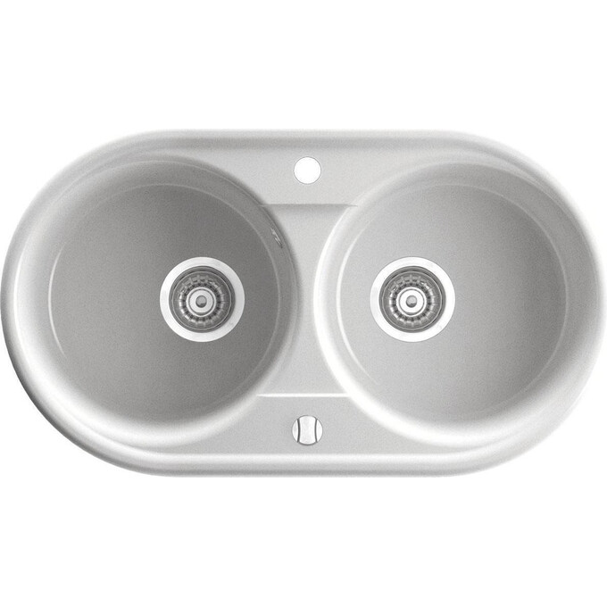 Мийка для кухні Ferro Bizzy White DRG45/78W (78x45 см, біла, з сифоном та клапаном-автоматом), фото 