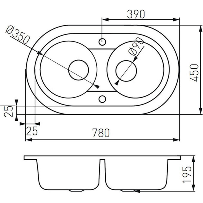 Мийка для кухні Ferro Bizzy White DRG45/78W (78x45 см, біла, з сифоном та клапаном-автоматом), фото , изображение 2