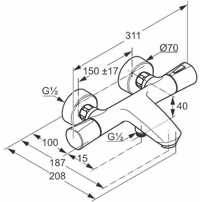 Термостатический смеситель для ванны Kludi Zenta 351010538, фото 8