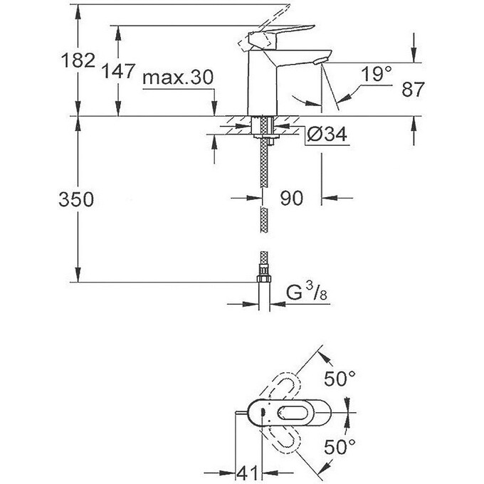 Змішувач для раковини Grohe Bau Loop 23337000, фото , изображение 4