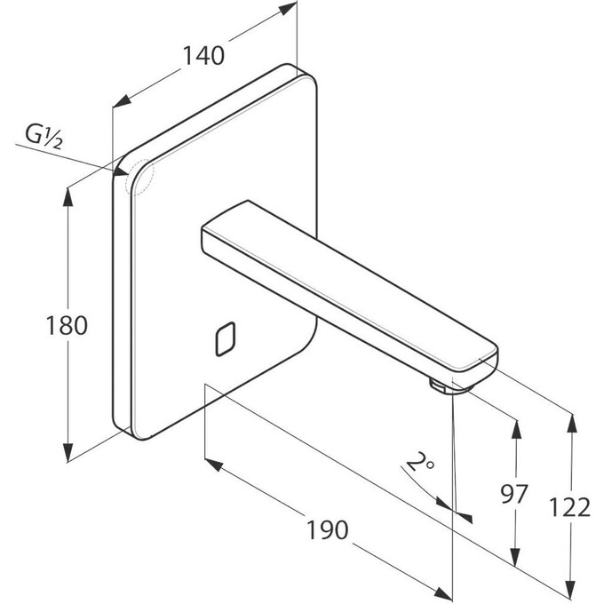 Внешняя часть смесителя скрытого монтажа для умывальника Kludi Zenta SL 3850205 (сенсорная, без смешивания), фото 2