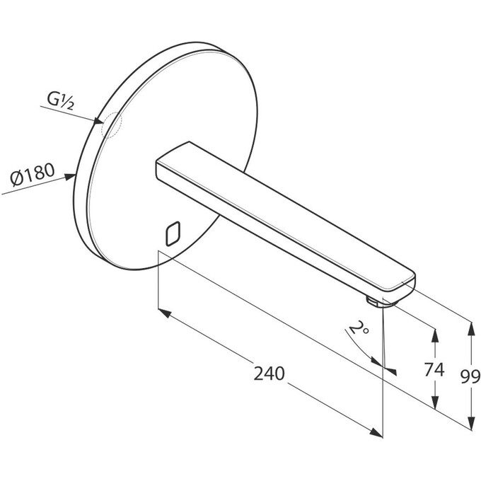 Внешняя часть смесителя скрытого монтажа для умывальника Kludi Zenta SL 3840305 (сенсорная, без смешивания), фото 2