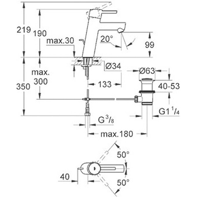 Змішувач для раковини Grohe Concetto 23450001, фото , изображение 2