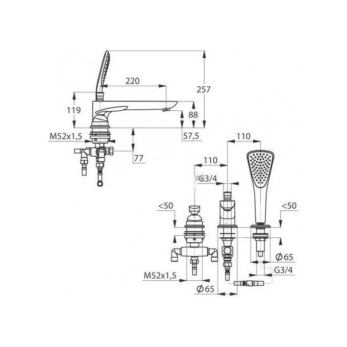 Змішувач на борт ванни Kludi Balance 524479175 (білий, на три отвори), фото , изображение 4