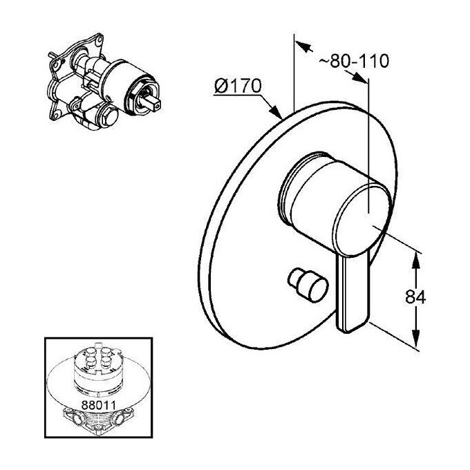 Змішувач прихованого монтажу Kludi Zenta 386500575 (внутрішня частина в комплекті), фото , изображение 3