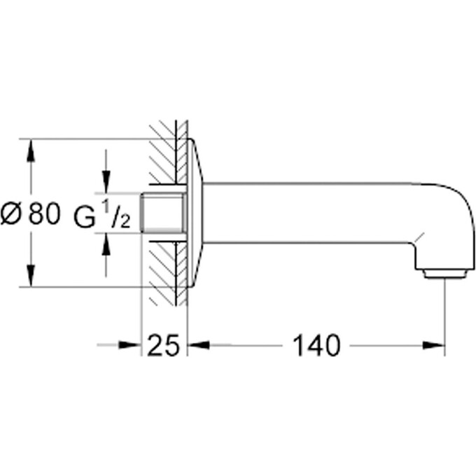Вилив для ванни Grohe Bau Classic 13258000, фото , изображение 2