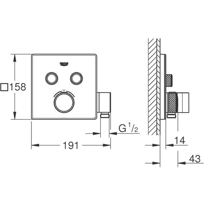 Термостат для душу з підключенням шланга Grohe Grohtherm Smartcontrol 29125000, фото , изображение 2
