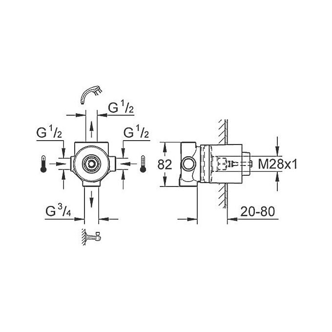 Внутренняя часть переключателя Grohe 29707000, фото 2