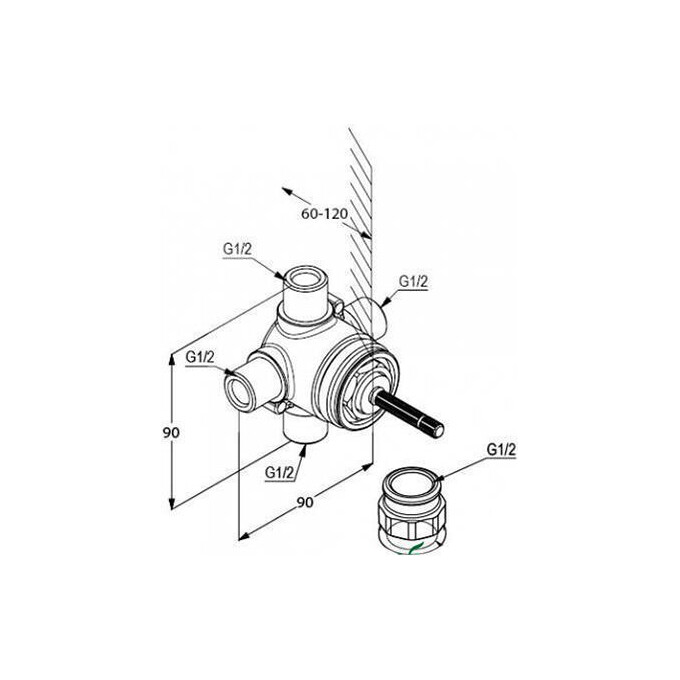 Перемикаючий вентиль Kludi Ambienta 29757, фото , изображение 2