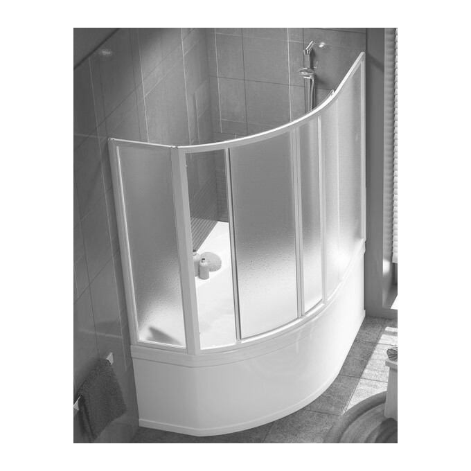 Шторка для ванны Ravak Rosa 4DASL10011 (160x134 см, стекло матовое, профиль белый), фото 