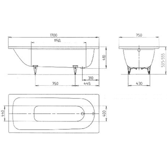 Стальная ванна Kaldewei Saniform 112600010001, фото 2