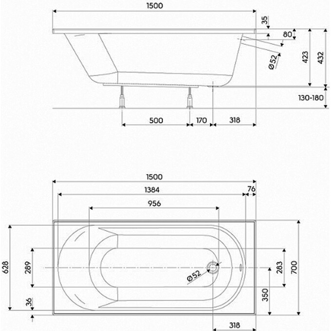 Ванна акрилова Kolo Opal Plus XWP135000N, фото , изображение 4