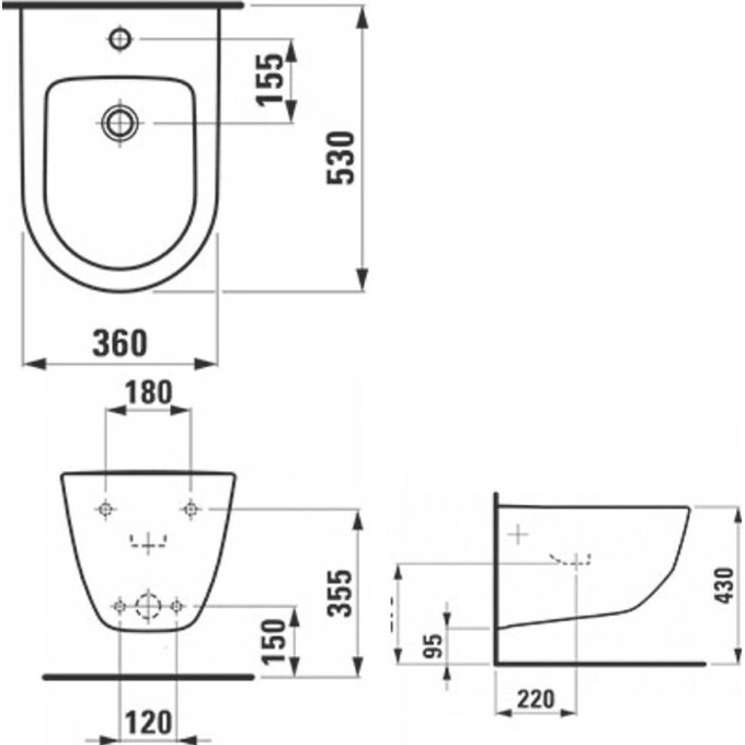 Консольное Биде комнату Laufen Pro H8309510003021, фото 3