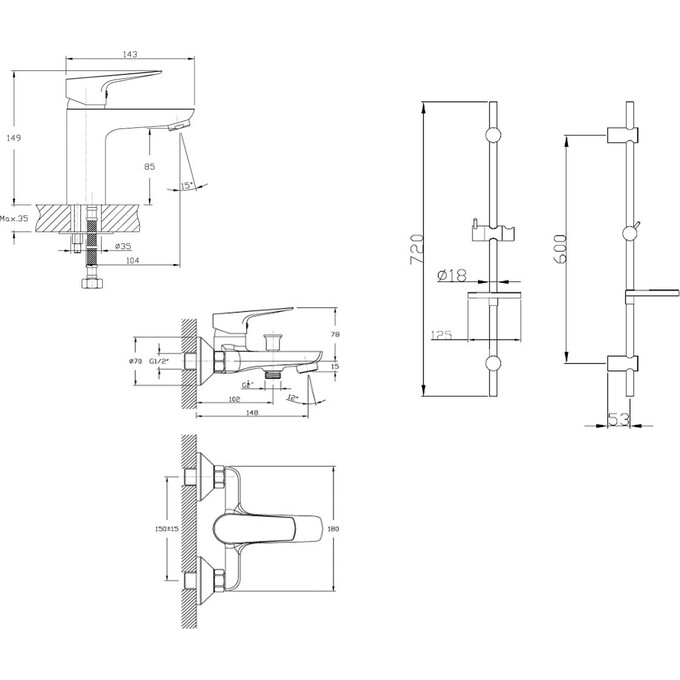Набір змішувачів Imprese KIT20080, фото , изображение 2