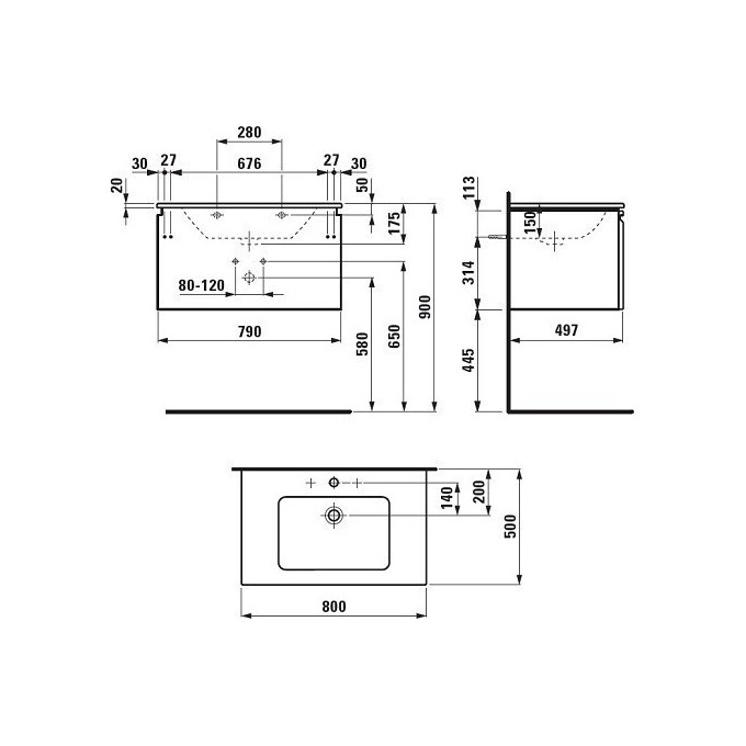 Шкаф с умывальником Laufen Pro S H8609644631041, фото 4