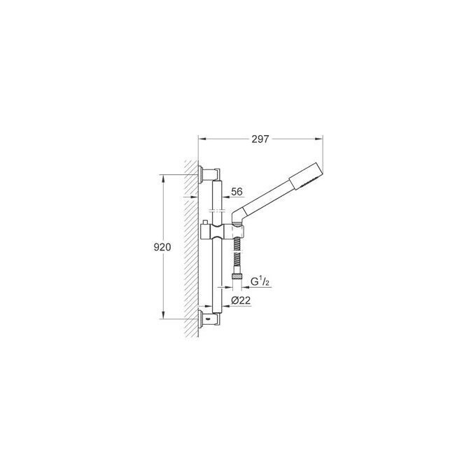 Душовий гарнітур у 1 режимі Grohe Sena 28347000, фото , изображение 2