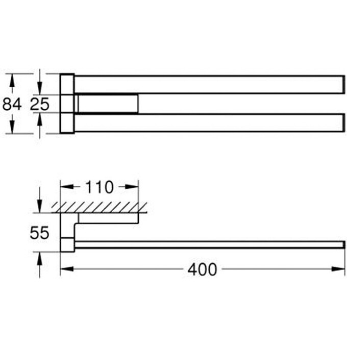 Рушникотримач подвійний поворотний Grohe Selection Cube 40768000, фото , изображение 2