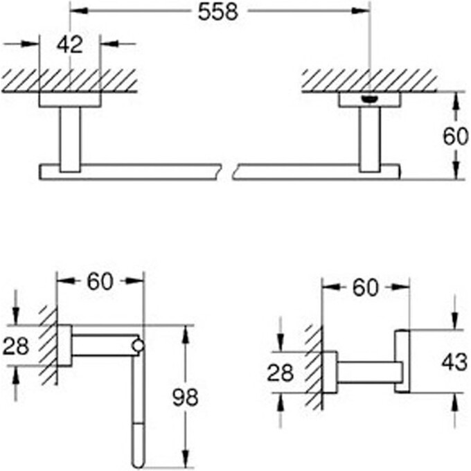 Набір аксесуарів 3 в 1 Grohe Essentials 40777001, фото , изображение 2