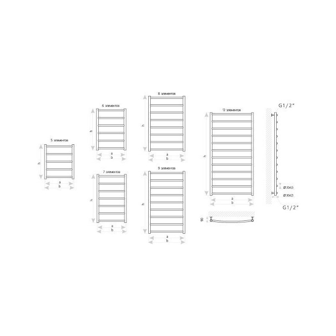 Водяной полотенцесушитель Mario Классик 1.1.0104.01.P (4820111350308, 700x430, хром/сатин/белый глянец/черный матовый/графит/золото/бронза), фото 8