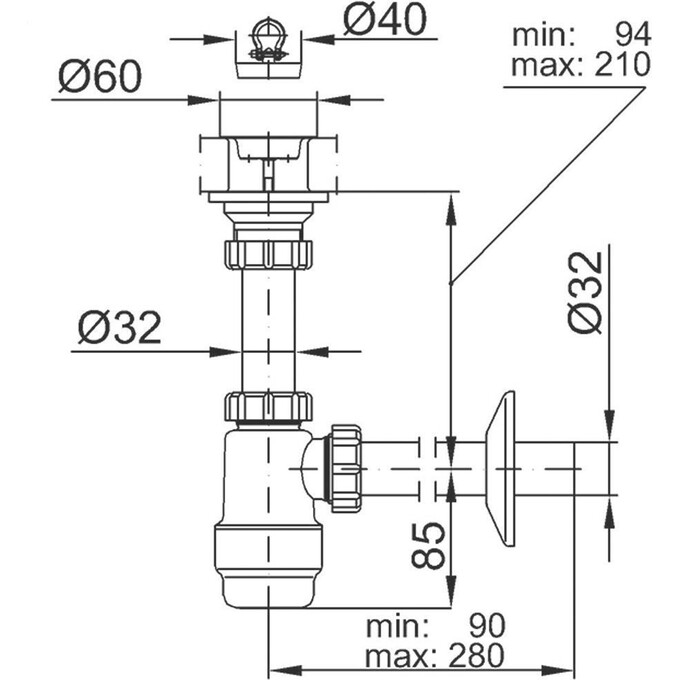 Сифон із гідрозатвором Styron STY-533, фото , изображение 2