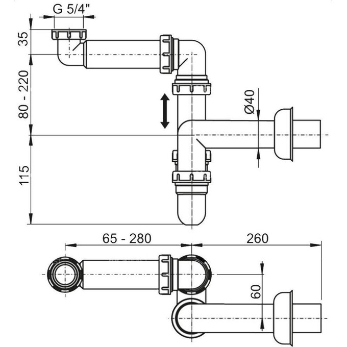Сифон із гідрозатвором Alcaplast A434, фото , изображение 2