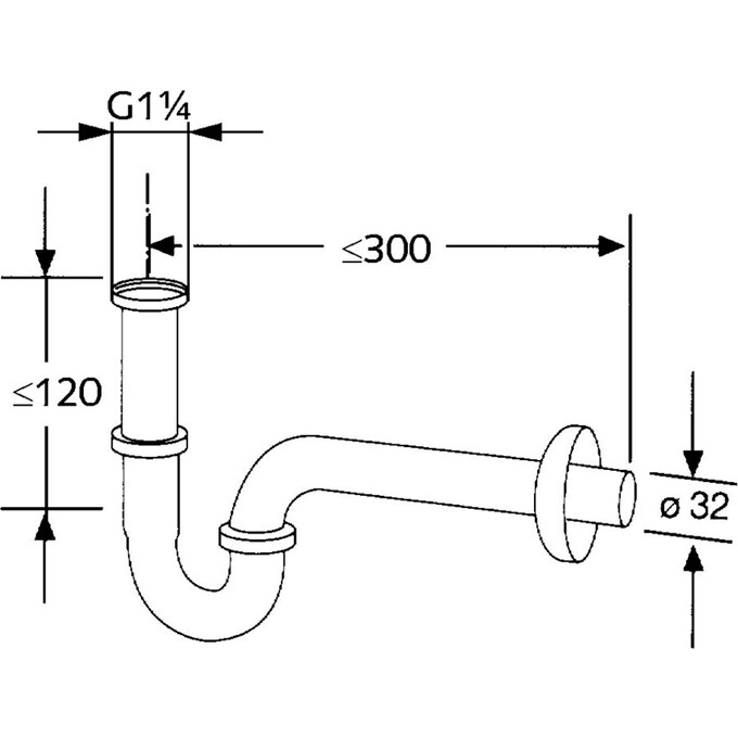 Сифон для умывальника Kludi 102650500 (хром, трубный), фото 3