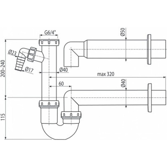 Сифон для мойки dn50 Alcaplast A81-DN50, фото 2