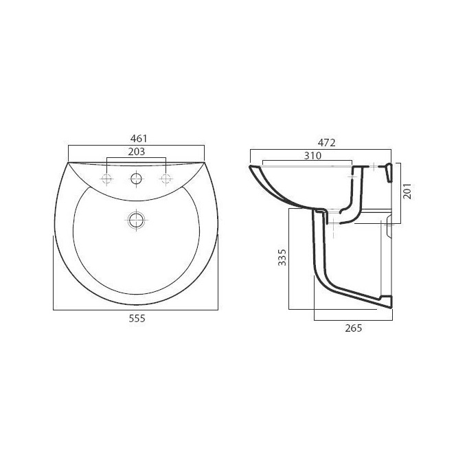 Напівп'єдестал Am.Pm Bourgeois C654970WH, фото , изображение 2