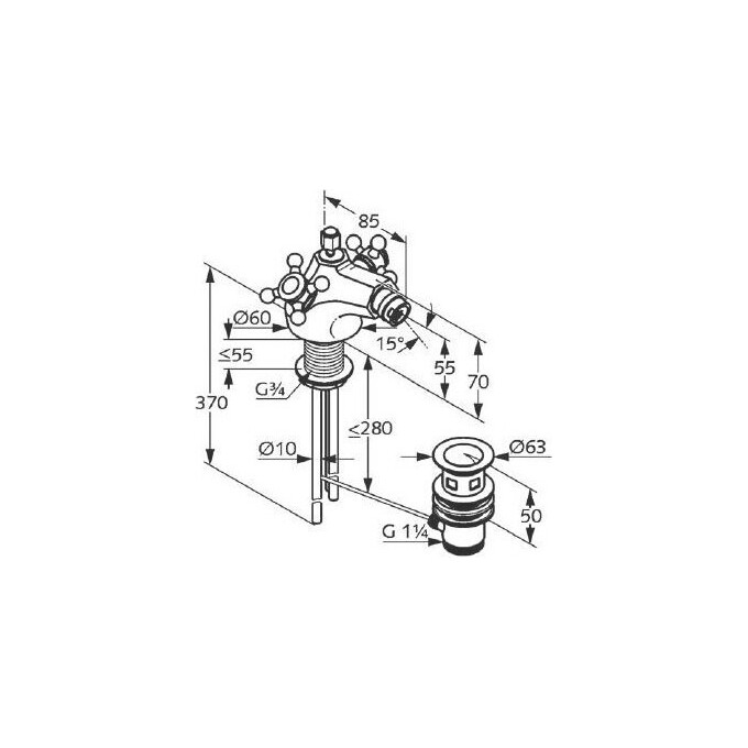 Смеситель для биде Kludi Adlon 512114520 (золотой, с донным клапаном), фото 2