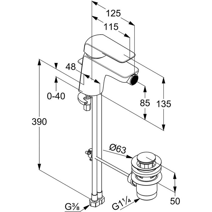 Змішувач для біде Kludi Ameo 412160575 (з донним клапаном), фото , изображение 2