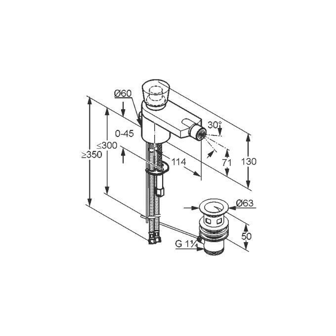 Змішувач для біде Kludi Joop 55216H705 (з донним клапаном), фото , изображение 3