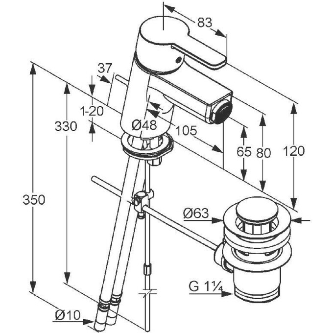 Змішувач для біде Kludi Logo Neo 375310575 (з донним клапаном), фото , изображение 2