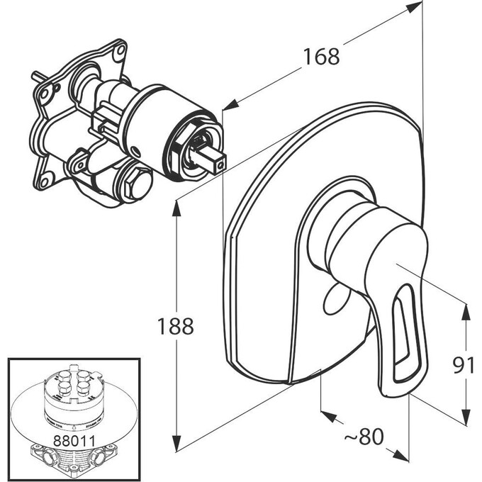 Смеситель скрытого монтажа для душа Kludi Mx 336550562 (внутренняя часть в комплекте), фото 2